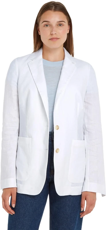 Tommy Hilfiger Women's Casual Linen Regular SB Blazer Th Optic White 46