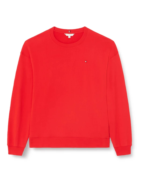 Tommy Hilfiger Women's CRV Reg Flag on Chest Swtshrt Ww0ww42751 Sweatshirts, Red (Fierce Red), 48