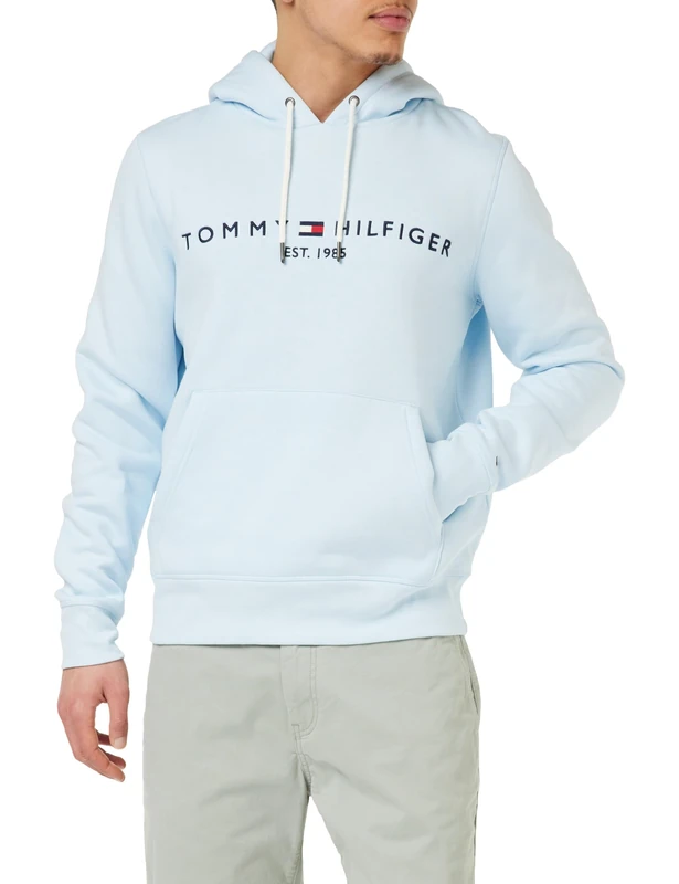 Tommy Hilfiger Men Tommy Logo Hoodie, Blue (Keepsake Blue), XXL