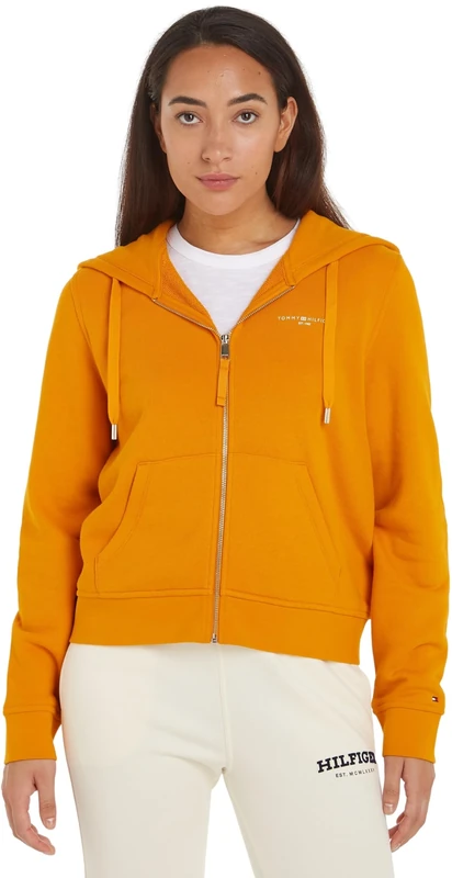 Tommy Hilfiger Women's 1985 REG MINI CORP ZIP HOODIE Rich Ochre M