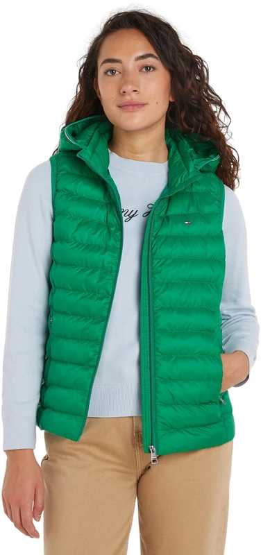 Tommy Hilfiger Women Vest Padded Global Stripe, Green (Olympic Green), XXS
