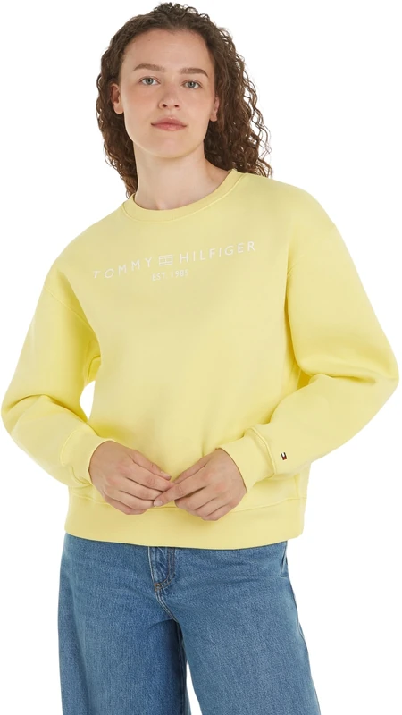 Tommy Hilfiger Women's MDRN REG CORP LOGO C-NK SWTSHRT Yellow Tulip XL