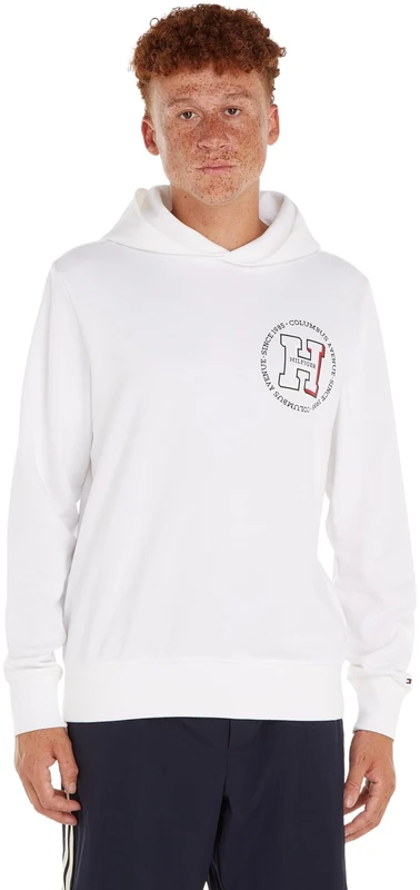 Tommy Hilfiger Men's HILFIGER H ROUNDEL HOODY White XXL