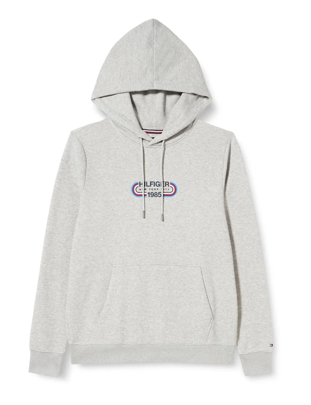 Tommy Hilfiger Men's Hilfiger Track Graphic Hoody Mw0mw34445 Hoodies, Grey (Light Grey Heather), S
