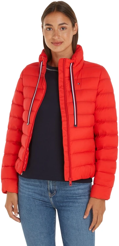 Tommy Hilfiger Women Down-filled Jacket Packable Padded Winter, Red (Fierce Red), L - Image 1