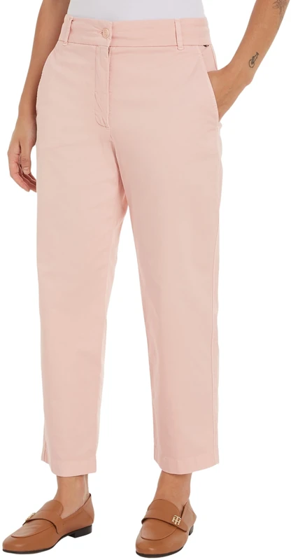 Tommy Hilfiger Women Trousers Slim Fit Chino, Pink (Whimsy Pink), 44