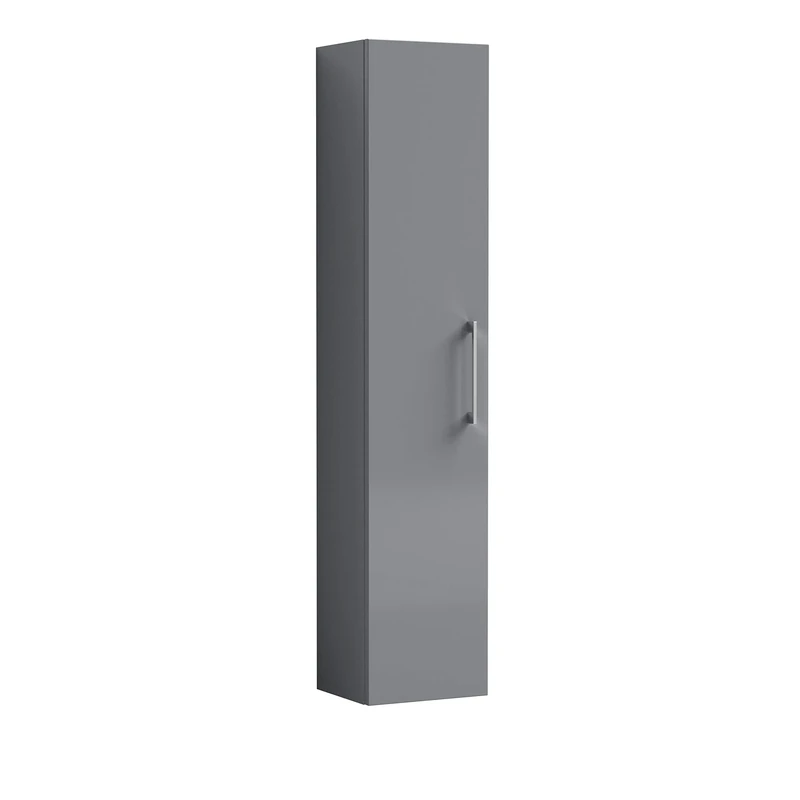 nuie Wall Hung 1 Door Tall Unit, 300mm, Satin Grey