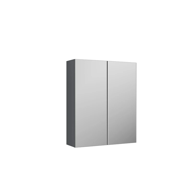 nuie Wall Hung 2 Door Mirror Unit (50/50), 600mm, Satin Grey