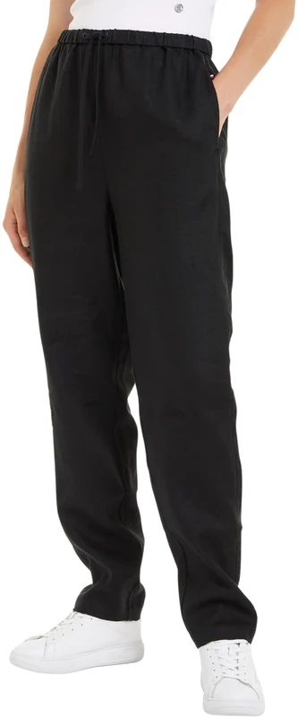 Tommy Hilfiger Women's Casual Linen Taper Pull ON Pant Black 40