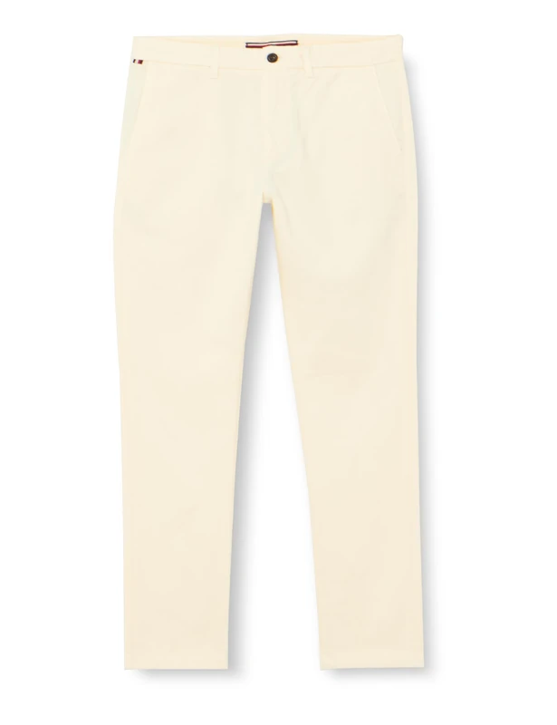 Tommy Hilfiger Men Trousers Bleecker Slim Fit Chino, White (Calico), 33W/36L