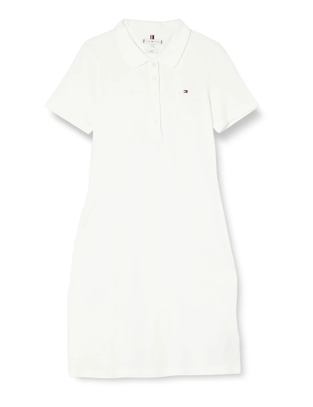 Tommy Hilfiger Women's 1985 Slim Pique Polo Dress SS Ecru XS