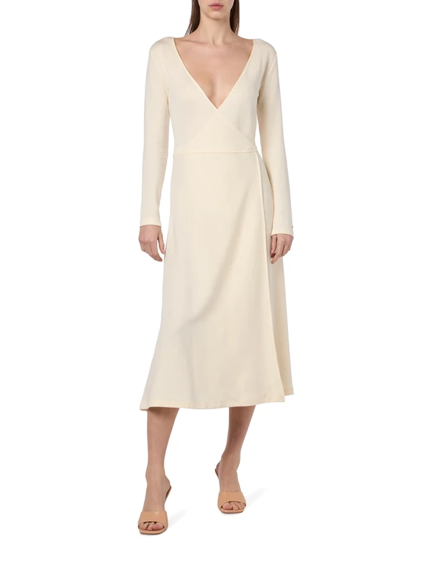 Tommy Hilfiger Women's F&f Wrap Midi Dress Ls Ww0ww41276 Wrap Dresses, Beige (Calico), M