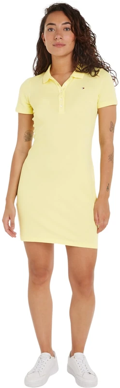 Tommy Hilfiger Women's 1985 Slim Pique Polo Dress SS Yellow Tulip XXL