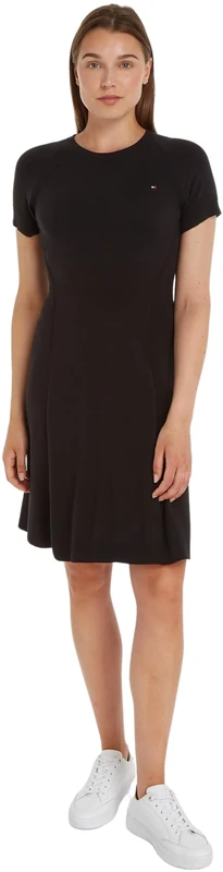 Tommy Hilfiger Women's Short Sleeve Midi Dress, Black (Black), XXL