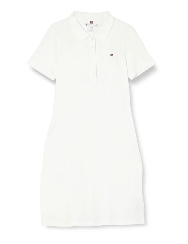 Tommy Hilfiger Women's 1985 Slim Pique Polo Dress SS Ecru L