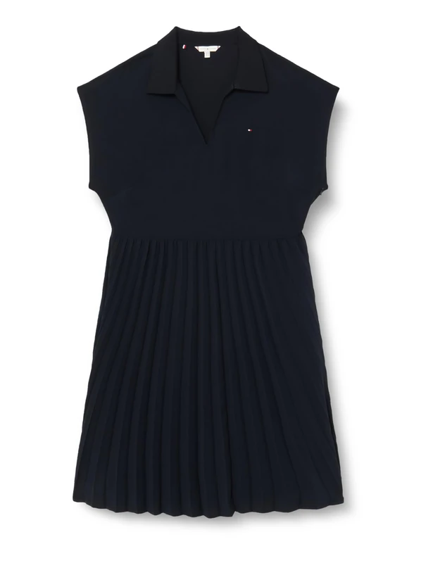 Tommy Hilfiger Women's CRV Fluid Solid Pleated Dress Desert Sky 54