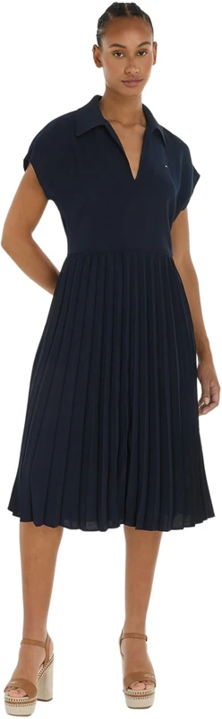 Tommy Hilfiger Women Polo Dress Midi Knee-Length, Blue (Desert Sky), 36