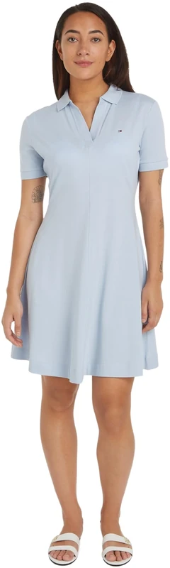 Tommy Hilfiger Women Polo Dress Striped, Blue (Breezy Blue), XS