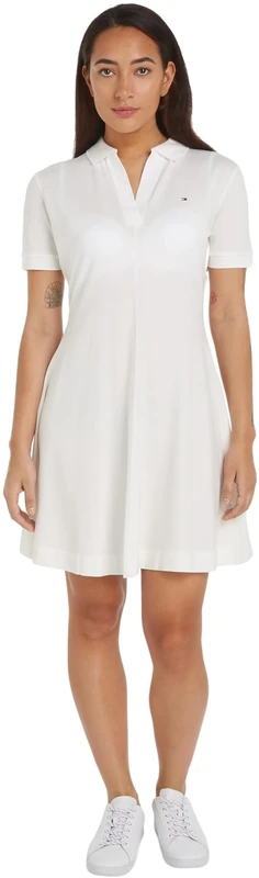 Tommy Hilfiger Women Polo Dress Striped, White (Ecru), M