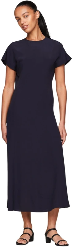 Tommy Hilfiger Women's Viscose Crepe SS Maxi Dress Desert Sky 32