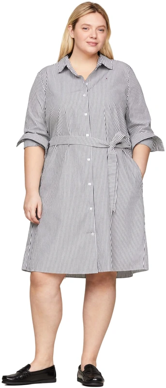 Tommy Hilfiger Women's CRV Essential Knee Shirt Dress Ithaka STP/Desert Sky 48