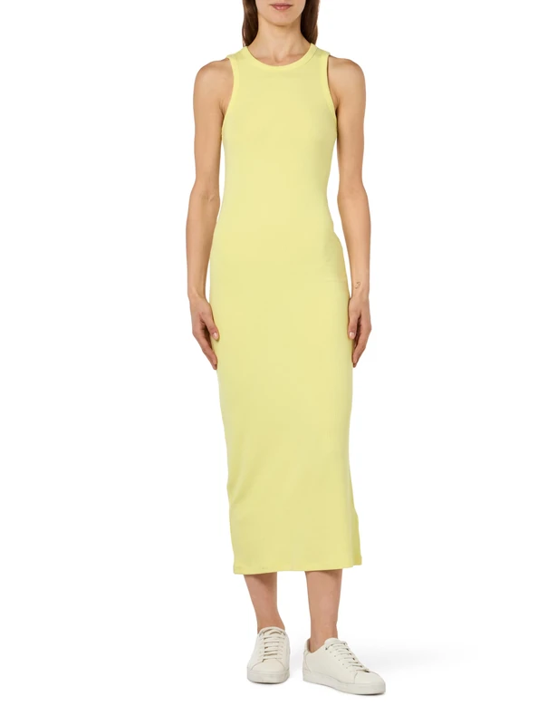 Tommy Hilfiger Women's Slim 5X2 Rib MIDI Dress NS Yellow Tulip XXS