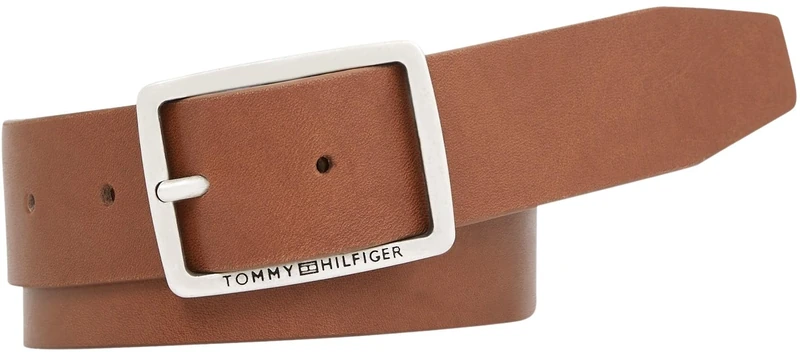 Tommy Hilfiger Men Belt Jeans Buckle 3.5 Leather, Brown (Tan), 90 cm