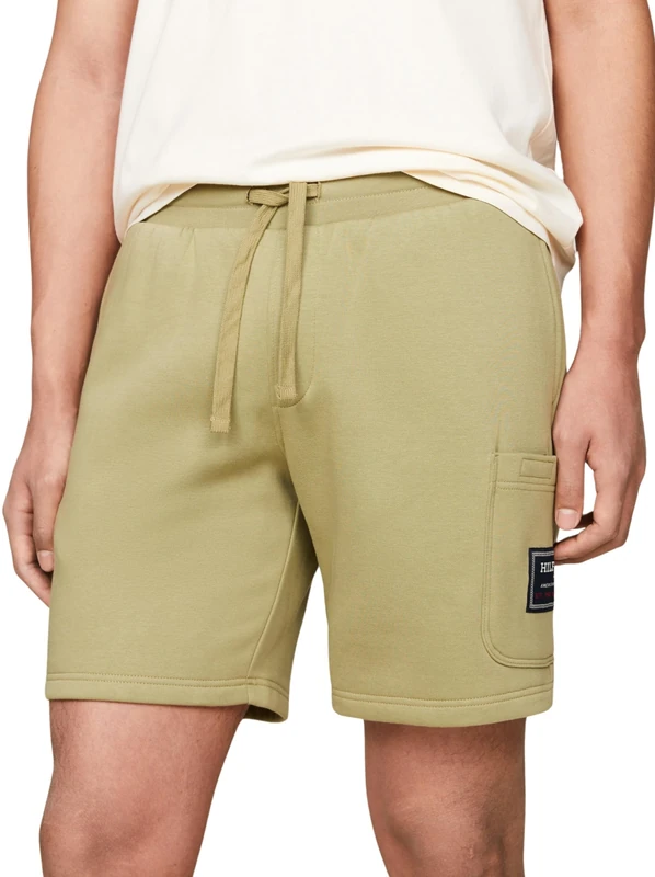 Tommy Hilfiger Men's Flag Logo Badge SweatShorts Faded Olive S