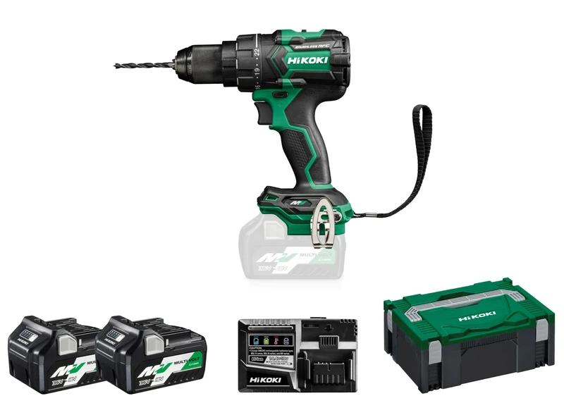 HIKOKI Akku Bohrschrauber DS36DCWRZ, Bohrfutterspannweite: 1.5-13 mm, (36V 2.5 Ah Akkus, Max. Festdrehmoment (hart): 155 Nm, Leerlaufdrehzahl 2. Gang: 0-2200 min-1) Zubehör HSC II Koffen er.