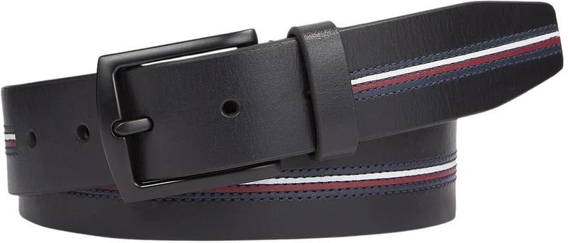 Tommy Hilfiger Men Belt Denton Leather, Blue (Space Blue), 80 cm