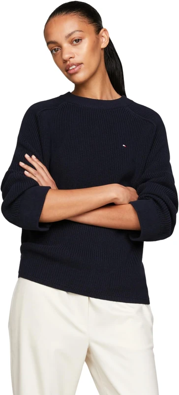 Tommy Hilfiger Women's Knitted Jumper, Blue (Desert Sky), XXS