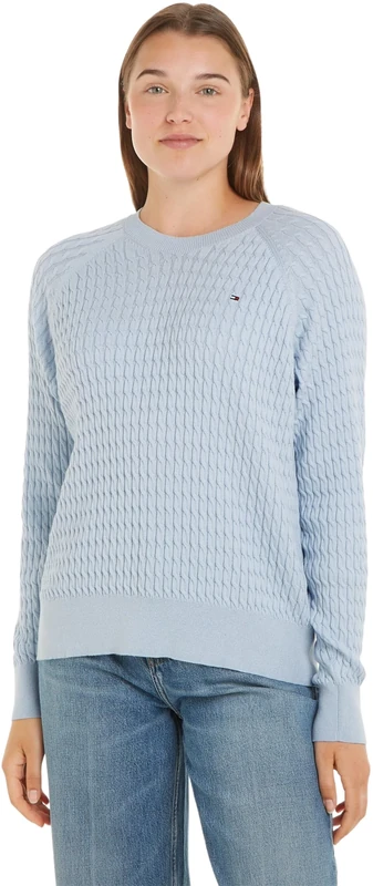 Tommy Hilfiger Women Jumper Sweater Knitted, Blue (Breezy Blue), XXL