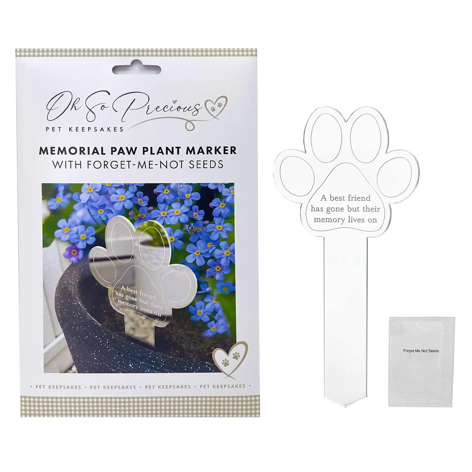 Paw Print Memorial Garden Plant Marker with Forget Me Not Seeds | Remembering Your Beloved Cat or Dog | Planting Seeds of Love and Remembrance | Pet Loss Gift for Bereavement