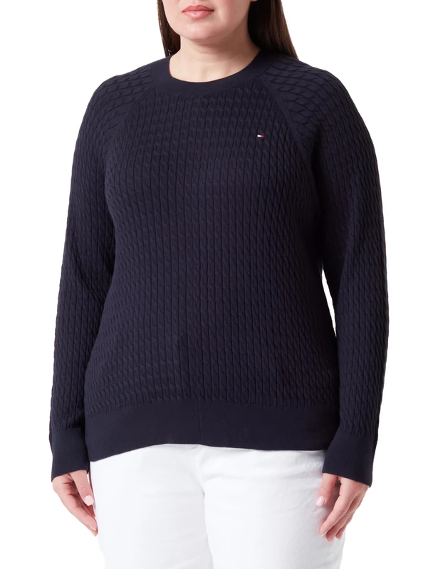 Tommy Hilfiger Women Jumper Cable Sweater Knitted, Blue (Desert Sky), 48