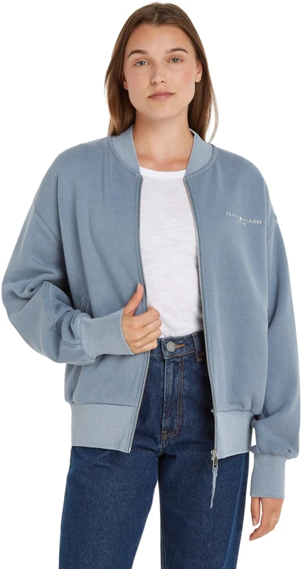 Tommy Hilfiger Women's Muted GMD HWK Zipup Jacket Blue Coal L-XL