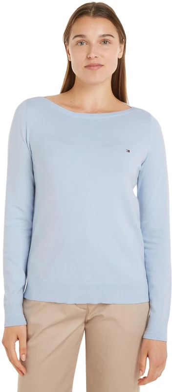 Tommy Hilfiger Women's Knitted Jumper, Blue (Breezy Blue), XXS