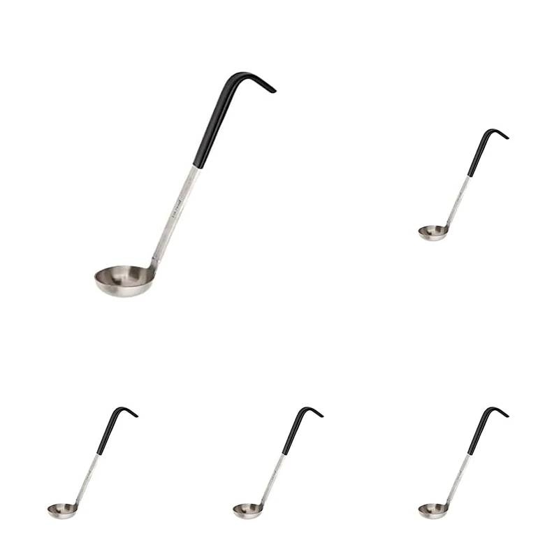Vogue CD144 Colour Coded Ladle 30ml Stainless Steel Kitchen Cooking Serving Utensil, Black (Pack of 5)