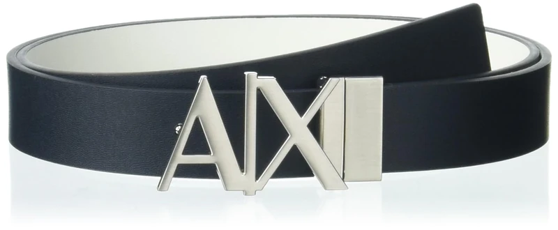 Armani Exchange Men's Small Ax Hing Belt, Navy/White, 32