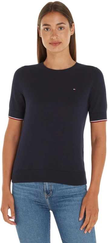 Tommy Hilfiger Women's CO Jersey Stitch C-NK SS Sweater Desert Sky S