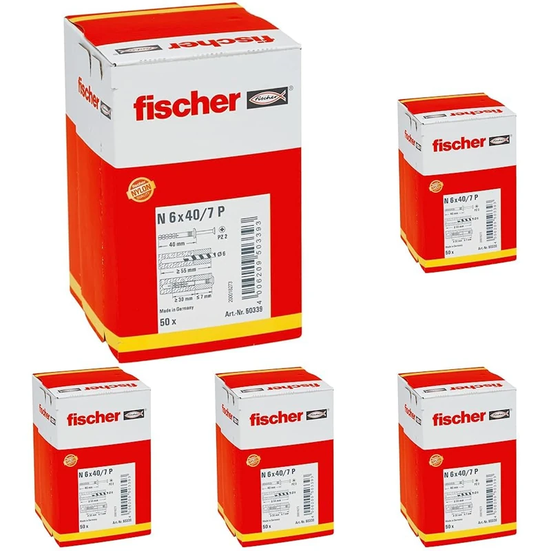 Legrand Fischer N 6 x 40/7 P Hammerfix Frame Fixing, Pack of 250, 50339, Zinc