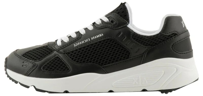 Armani Exchange Men's Bronx, PU Inserts, White Laces Trainers, Black, 7.5 UK