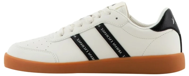 Armani Exchange Women's Berlin, Double Band Logo Sneaker, Off White Black, 6 UK