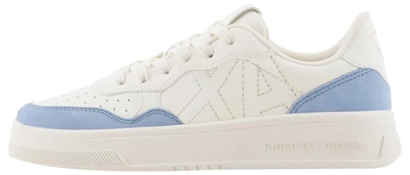 Armani Exchange Women's Seattle, Suede Details, Embroidered Logo Sneaker, Off White Blue Off White, 7.5 UK