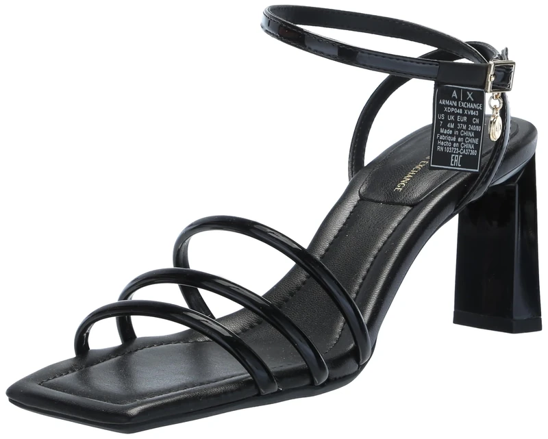 Armani Exchange Women's Dalia, Triple Band, Ankle StrapHeeled Sandal, black, 3.5 UK - Image 1
