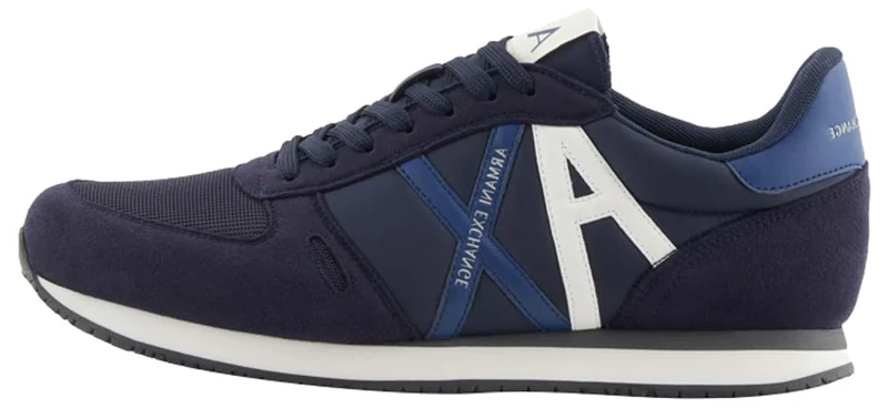 Armani Exchange Men's Rio Essential Side Logo Trainers, Night Sky Off White, 7 UK