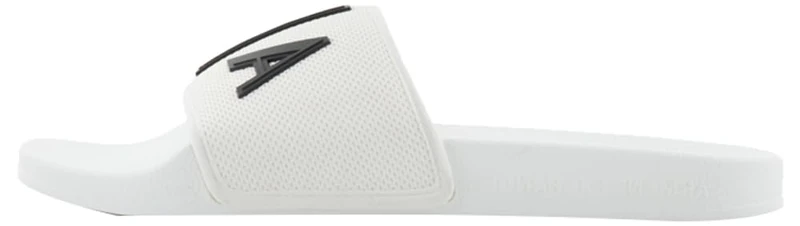 Armani Exchange Men's Mykonos, Kint Band, Big Logo Slide Sandal, Op. White+ Black, 42 EU, Op White Black, 9 UK