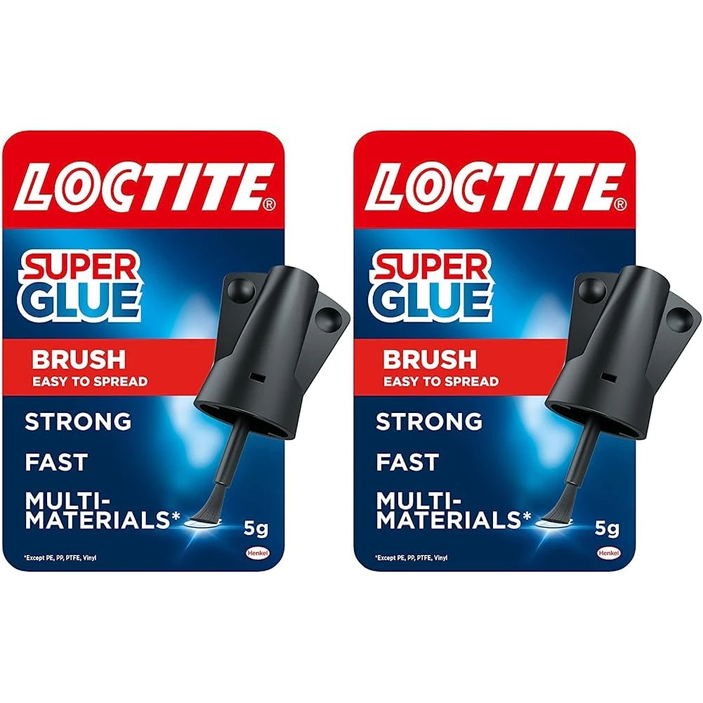 Loctite Super Glue Brush On, Superglue with Applicator Brush, Fast-Drying Clear Glue for Metal, Plastic and More, Easy-To-Use Strong Glue with Easy-Open Cap, 1 x 5 g (Pack of 2)