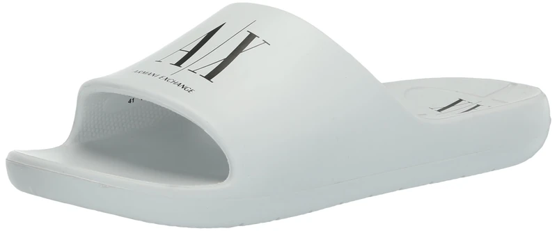 Armani Exchange Men's Icon Slide Sandal, Op.white+black, 12