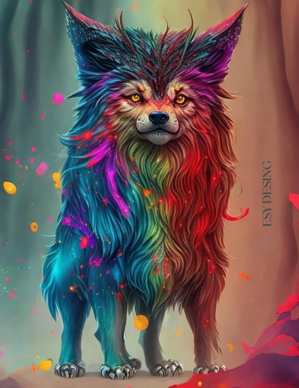 "Catch the Rainbow Spirit: Colorful Dog Illustration Notebook - Bring Your Imagination to Life with its Unique Design!" - Image 1