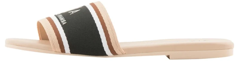 Armani Exchange Women's Thin, Big Printed Logo, Coloured Lines Slide Sandal, rose, 2/2.5 UK